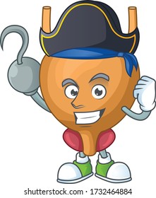 Cool pirate of bladder cartoon design style with one hook hand