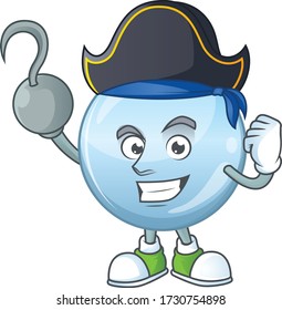 Cool pirate of collagen droplets cartoon design style with one hook hand