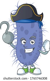 Cool pirate of salmonella typhi cartoon design style with one hook hand. Vector illustration