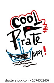 cool pirate,t-shirt print poster vector illustration