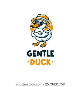 Cool Playful Duck With Hat And Sunglasess Logo Design