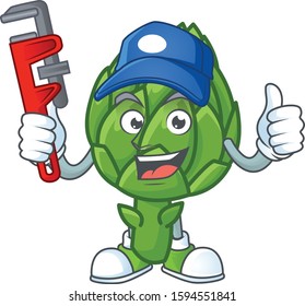 Cool Plumber artichoke cartoon character mascot design