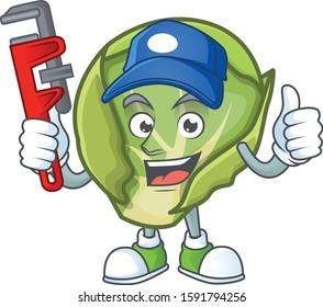Cool Plumber brussels sprouts cartoon character mascot design