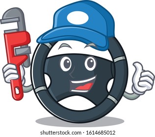 Cool Plumber car steering on mascot picture style