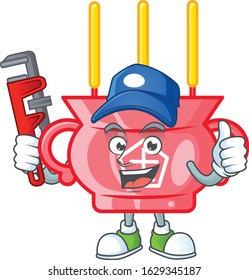 Cool Plumber chinese red incense on mascot picture style