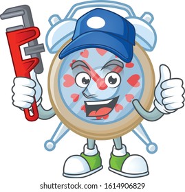Cool Plumber clock love on mascot picture style