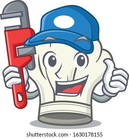 Cool Plumber cook hat on mascot picture style