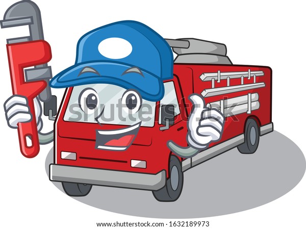 Cool Plumber\
fire truck on mascot picture\
style