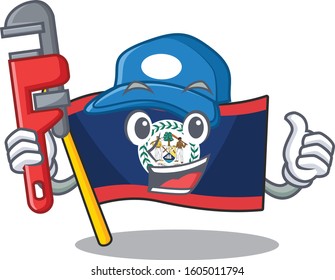 Cool Plumber flag belize on mascot picture style