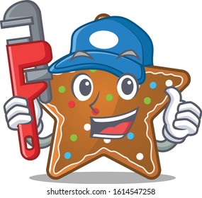 Cool Plumber gingerbread star on mascot picture style