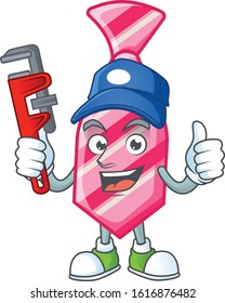 Cool Plumber pink stripes tie on mascot picture style