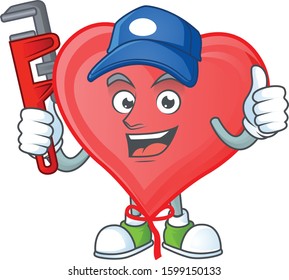 Cool Plumber red love balloon cartoon character mascot design