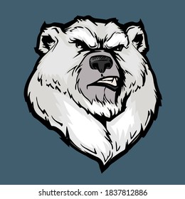 Cool polar bear portrait. tattoo. hand drawn. illustration