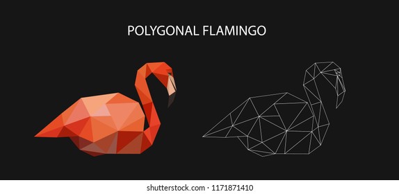 Cool polygonal art. Flamingo vector