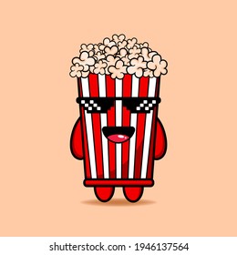 cool popcorn design mascot kawaii