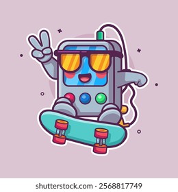 cool portable music player  character mascot playing skateboard isolated cartoon