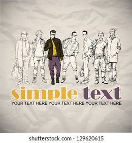 Cool poster with stylish guys. Vector illustration.