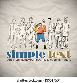 Cool poster with stylish guys. Vector illustration.