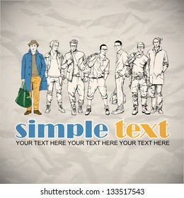 Cool poster with stylish guys. Vector illustration.