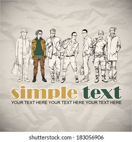 Cool poster with stylish guys. Vector illustration.