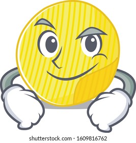 Cool potato chips mascot character with Smirking face