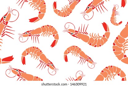 Cool Prawn Seamless Pattern