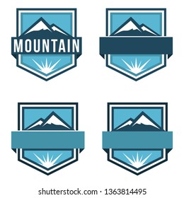 Cool Premium Mountain Shield Emblem Logo Template