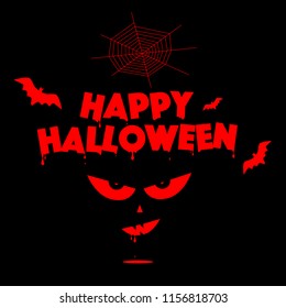 Cool Print Happy Halloween Vector Bloody Text