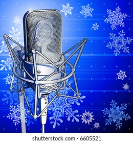 Cool professional microphone & snowflakes