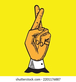 Cool Promise Sign Artwork Illustration, cute hand sign, funny cartoon symbol, doodle art, yellow background, happy smile, retro summer, sweets mangonada