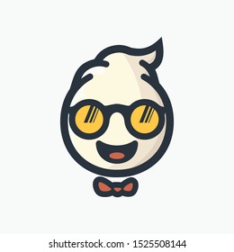 Cool Puff Ball logo. Puff Ball with sunglasses. Modern vector illustration. Funny mascot. Vector