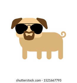 Cool pug with glasses and goatee beard