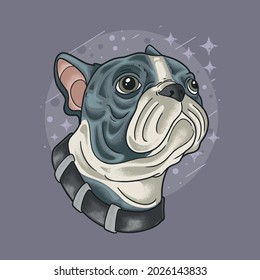cool pug head illustration vector grunge style