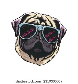 Cool Pug Vector art eps