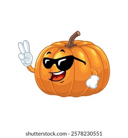 Cool Pumpkin Character with Eyeglass.