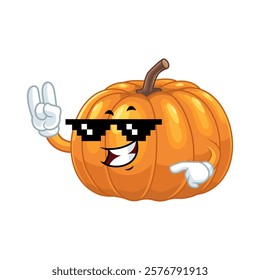 Cool Pumpkin Character with Peace.