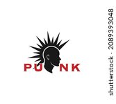 Cool punk rock with mohawk Comic style vector illustration for sticker or logo.