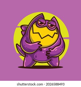 Cool purple monster mascot icon vector illustration. with complex colors.