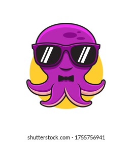 Cool Purple Octopus with Sunglasess