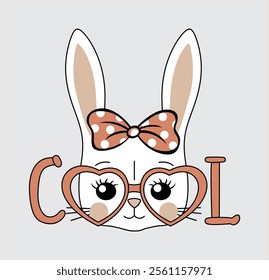 cool rabbit face t-shirt graphic design vector illustration 