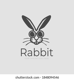 Cool Rabbit head Logo. Cute cartoon bunny vector illustration
