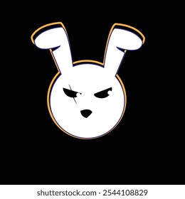 cool rabbit vector with angry face on black background