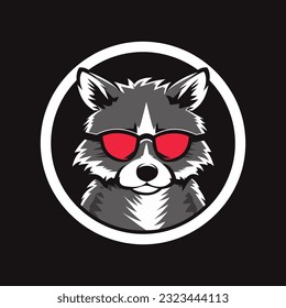 A cool raccoon wearing sunglasses vector clip art illustration, exuding a laid-back vibe and playful charm, perfect for trendy apparel designs and summer themed projects