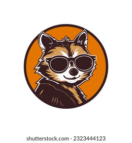 A cool raccoon wearing sunglasses vector clip art illustration, exuding a laid-back vibe and playful charm, perfect for trendy apparel designs and summer themed projects