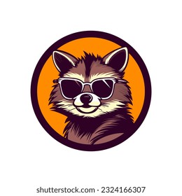 A cool raccoon wearing sunglasses vector clip art illustration, exuding a laid-back vibe and playful charm, perfect for trendy apparel designs and summer themed projects