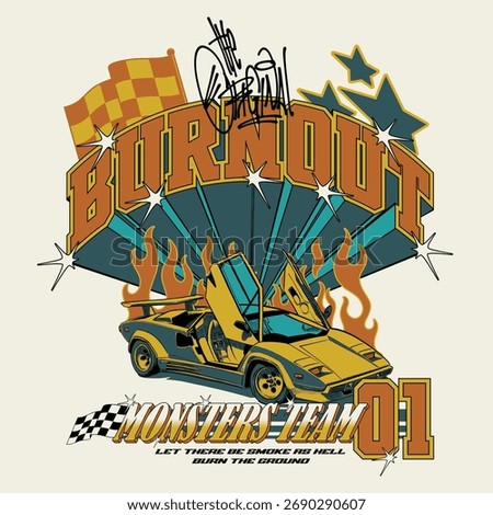 Cool racing design with retro colors