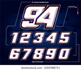 COOL RACING NUMBER WHITE RED, MOTO GP, SIM RACING, SPORT NUMBER, NASCAR, DRIFT, MOTOCROSS, RALLY