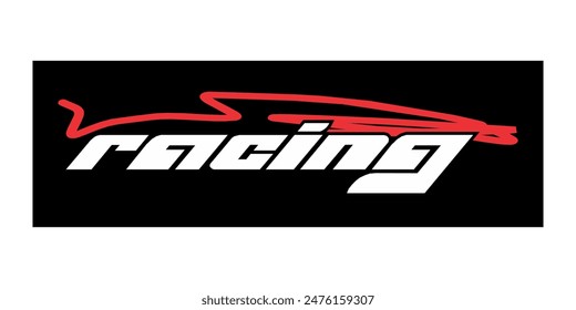 Cool RACING text, logo icon, sticker design.