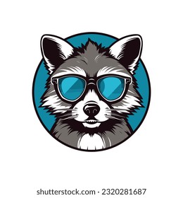 cool racoon wearing sunglasses vector clip art illustration