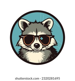 cool racoon wearing sunglasses vector clip art illustration